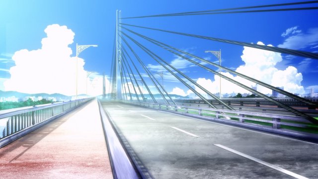 Red arch bridge at the end of episode 12