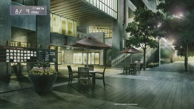 In front of the café
