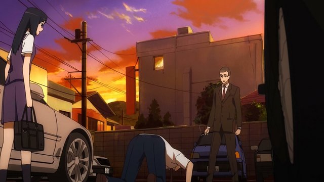 Supermarket parking lot scene