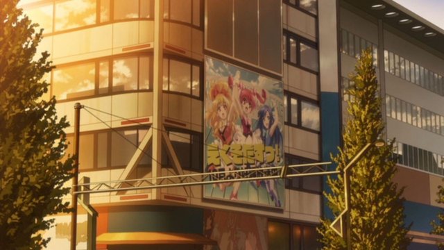 In front of a chain electronics store