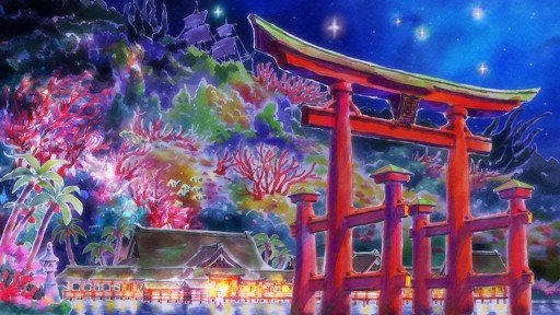 Sea Torii and Red Shrine