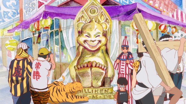 Gathering at the Lucky God Statue