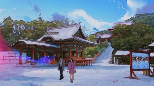 神社舞殿前的相遇