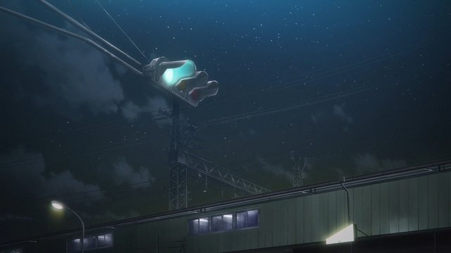Green traffic light at night