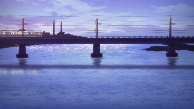 Blue Evening at Uji Bridge and Railway Bridge