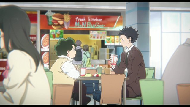 Food court conversation at a shopping mall