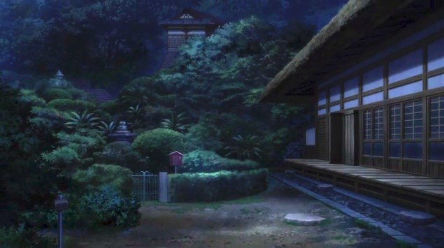 Thatched-roof main hall and garden