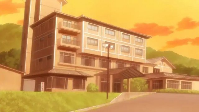 Gathering at the entrance of the hot spring inn