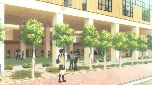 バス停前のけだるげな通学路