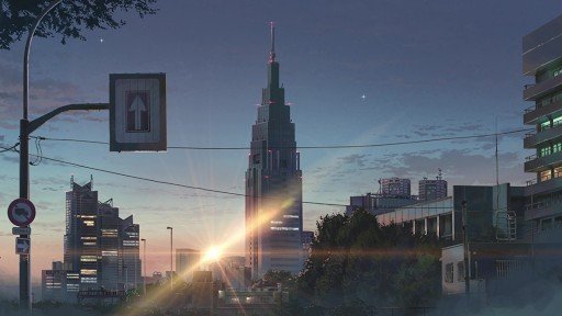 Evening telecommunication tower vista from station front