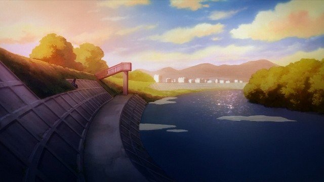 红色桥梁的夕阳对话