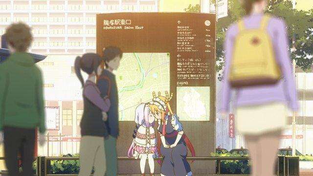Tohru waiting for Kobayashi in front of the station