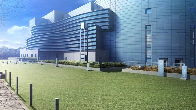 Concert hall with wavy roof