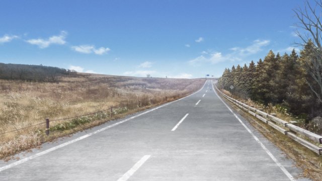 Straight road with distant mountain