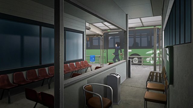 School trip bus stop on the island