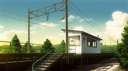 Sunset farewell at a single-track station