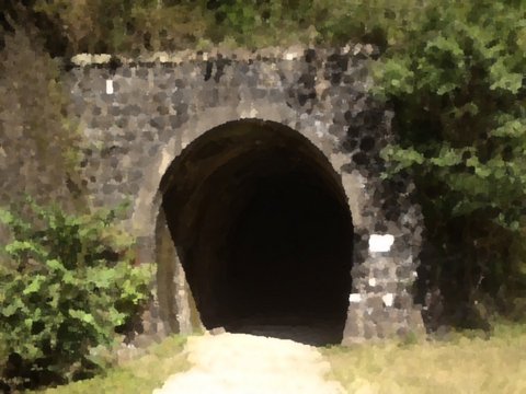 Dimly lit tunnel