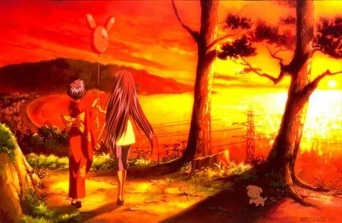 Kano and Hijiri gazing into the distance