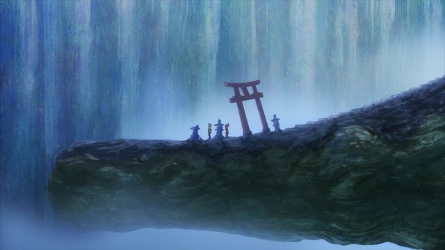 水上の鳥居と神社
