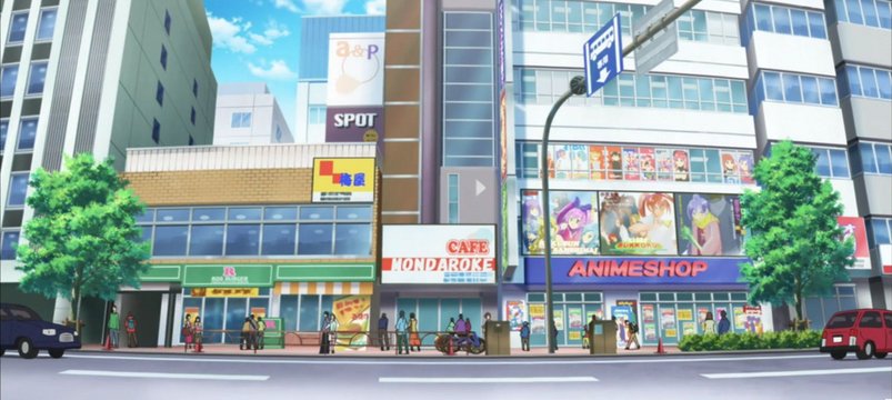 In front of the anime shop