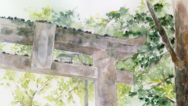 源樱复活的神社台阶