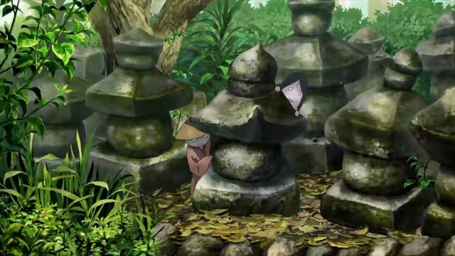 Strolling among ancient stone pagodas with Nyanko-sensei