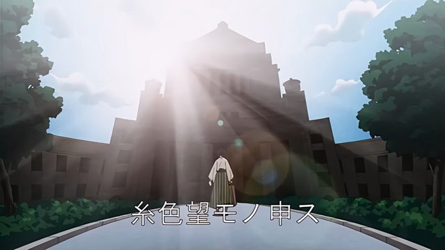 Despair proclamation in front of a grand government building