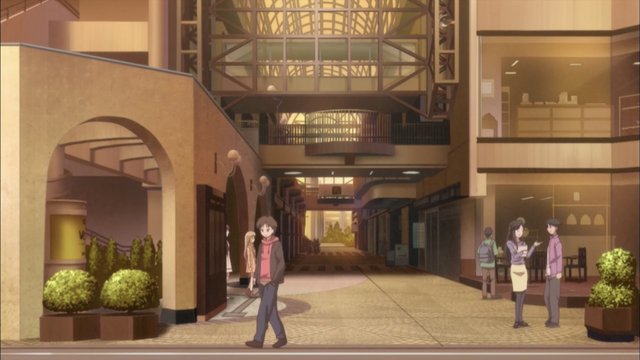 Chatting in front of the cinema