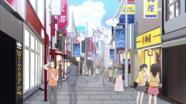 The shopping street where the heroines hang out after school