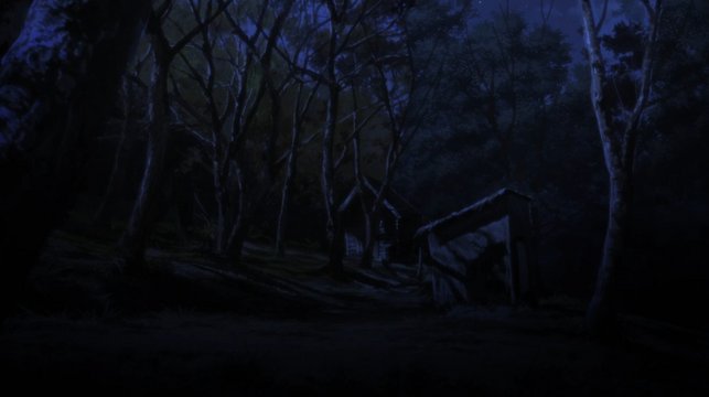 Bench and signboard in front of a hut