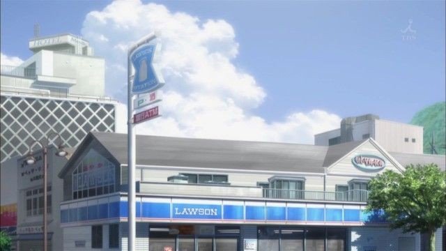 Opposite the convenience store near the station