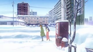 雪の坂道の少女