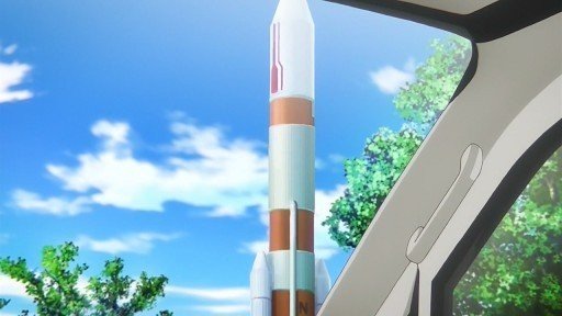 Looking up at the H-II rocket model