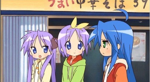 Konata and Kagami at the ramen shop