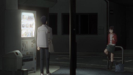 Rikuo and Haru in front of a vending machine