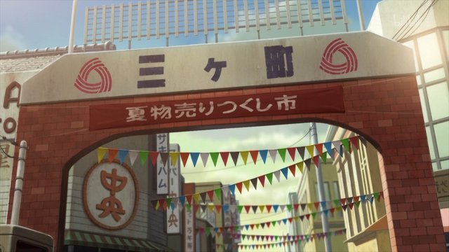 The shopping street where Sentaro and Ritsuko live