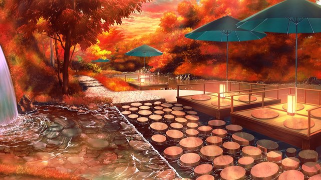 川床での甘いひととき