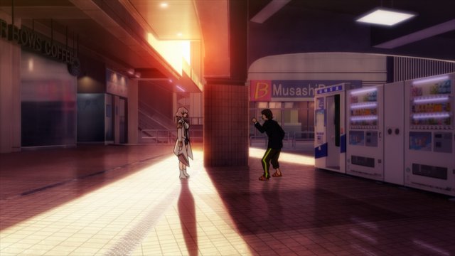 In front of the station cafe