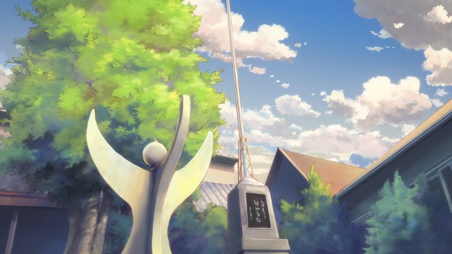 Love, Chunibyo & Other Delusions! Episode 3 statue and flagpole