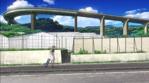 The road Fūka walked, overlooking Nirai Kanai Bridge