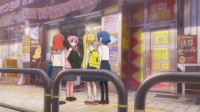 Conversation in front of the music store