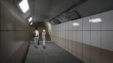 Near the escalator in the mall