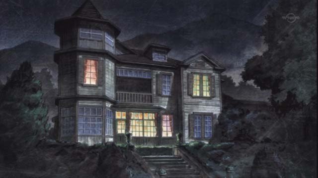 Conversation in front of a Western-style mansion