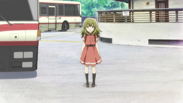 Nagomu and Itsuka waiting at the bus depot