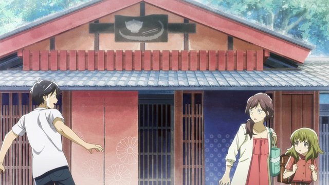 和紙の店前の兄妹の会話