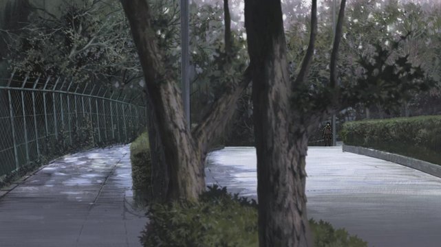 Kyon's running path with street trees