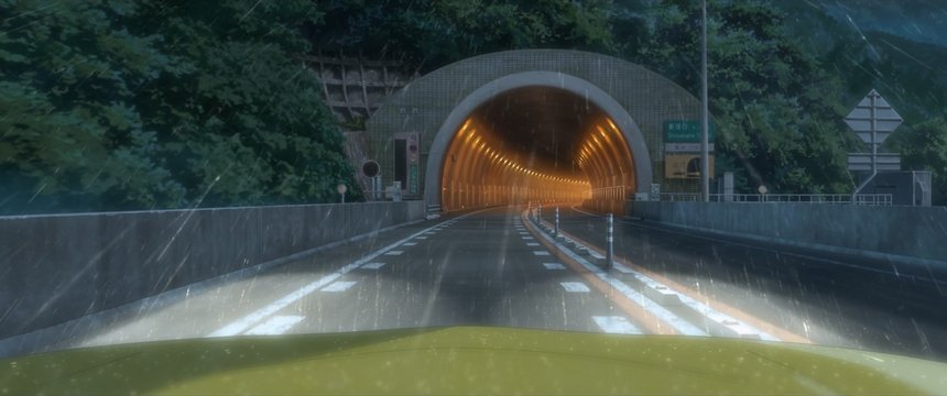 Tunnel entrance and cycling scene
