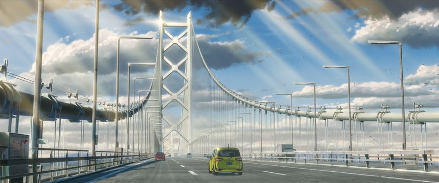 Train crossing the long bridge