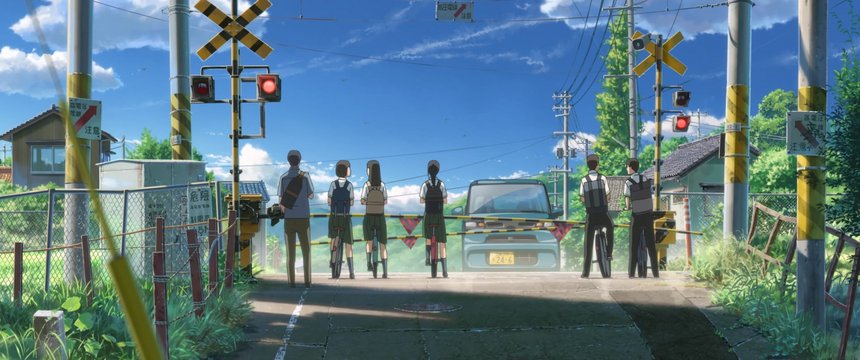 Suzume's morning railway crossing