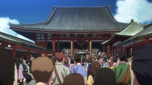 Scene at Sensō-ji's Kaminarimon